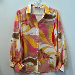 Colorful long sleeve blouse